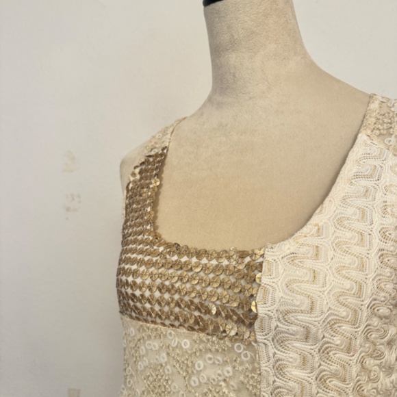 TINY Cream Tank Top with Lace & Beading – Size S - Picture 3 of 6